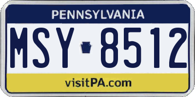 PA license plate MSY8512