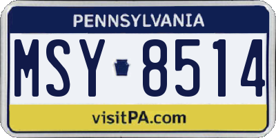 PA license plate MSY8514