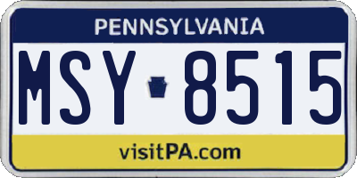 PA license plate MSY8515