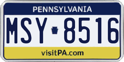 PA license plate MSY8516