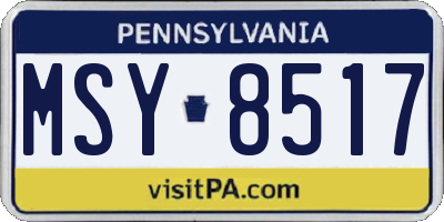 PA license plate MSY8517