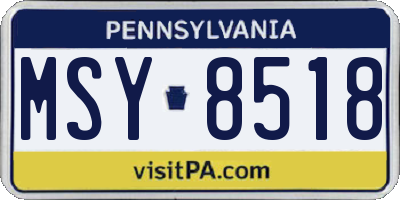 PA license plate MSY8518