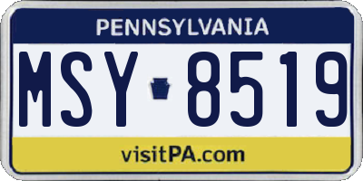 PA license plate MSY8519