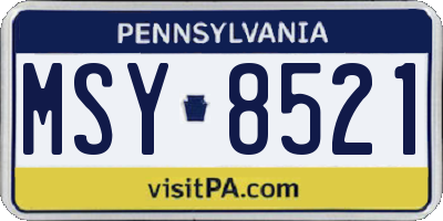 PA license plate MSY8521