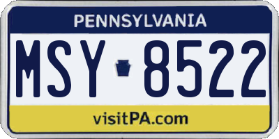 PA license plate MSY8522