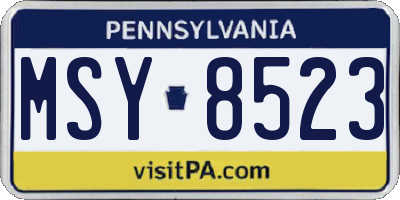 PA license plate MSY8523