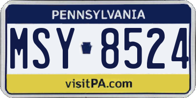 PA license plate MSY8524