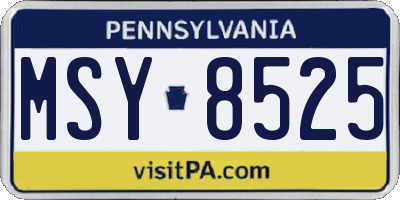 PA license plate MSY8525