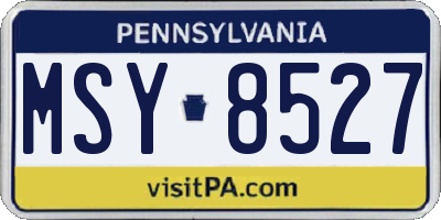 PA license plate MSY8527
