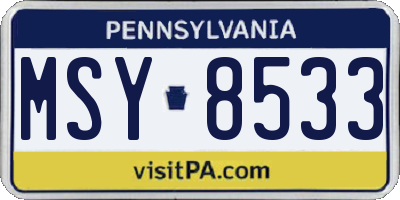 PA license plate MSY8533