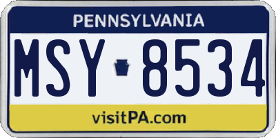 PA license plate MSY8534
