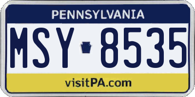 PA license plate MSY8535