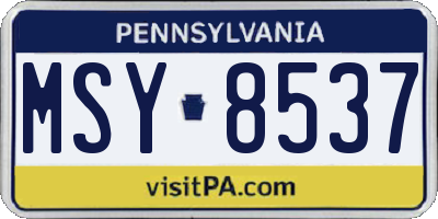 PA license plate MSY8537
