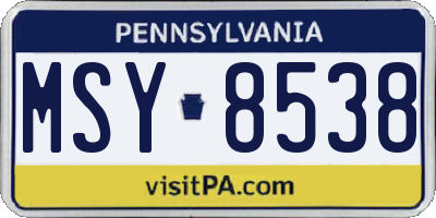 PA license plate MSY8538