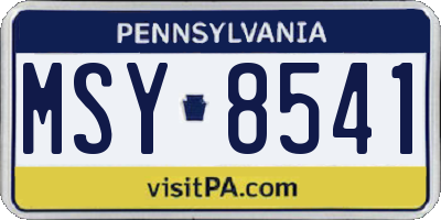 PA license plate MSY8541