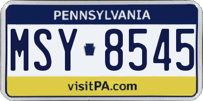 PA license plate MSY8545