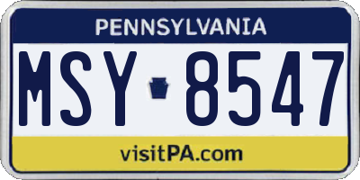 PA license plate MSY8547
