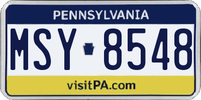 PA license plate MSY8548