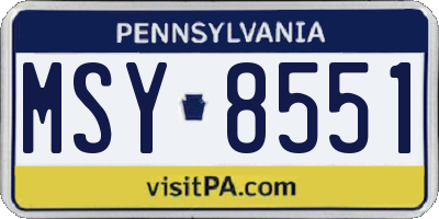 PA license plate MSY8551