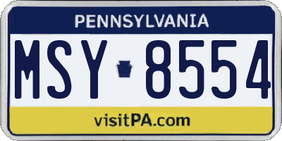 PA license plate MSY8554