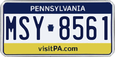 PA license plate MSY8561