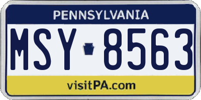 PA license plate MSY8563