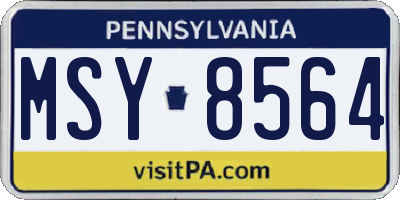 PA license plate MSY8564