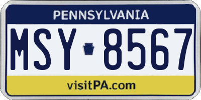 PA license plate MSY8567