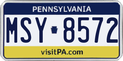 PA license plate MSY8572