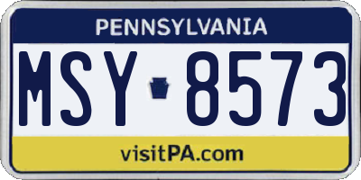 PA license plate MSY8573