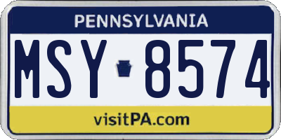 PA license plate MSY8574