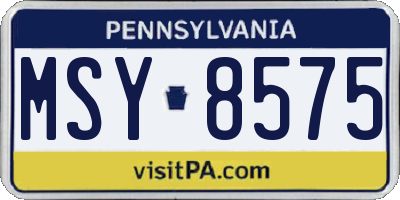 PA license plate MSY8575