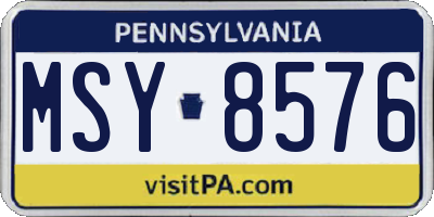 PA license plate MSY8576