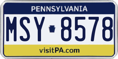 PA license plate MSY8578