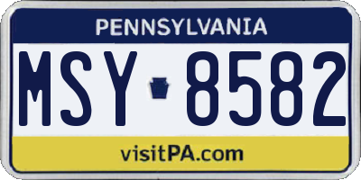 PA license plate MSY8582