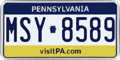PA license plate MSY8589