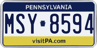PA license plate MSY8594