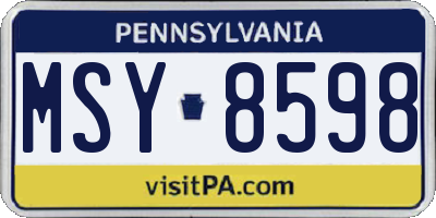 PA license plate MSY8598