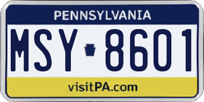 PA license plate MSY8601