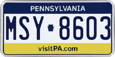 PA license plate MSY8603