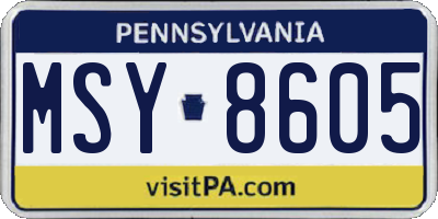 PA license plate MSY8605