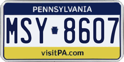 PA license plate MSY8607