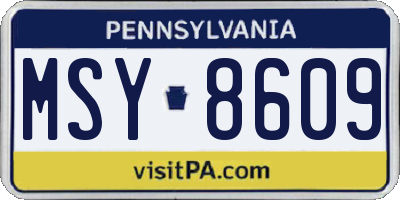 PA license plate MSY8609