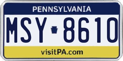 PA license plate MSY8610