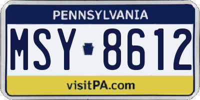 PA license plate MSY8612