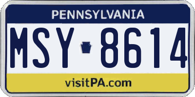PA license plate MSY8614