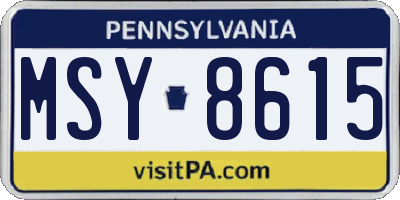 PA license plate MSY8615