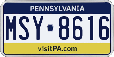 PA license plate MSY8616