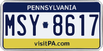 PA license plate MSY8617
