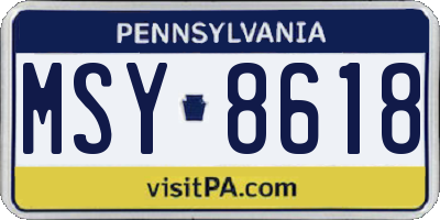 PA license plate MSY8618